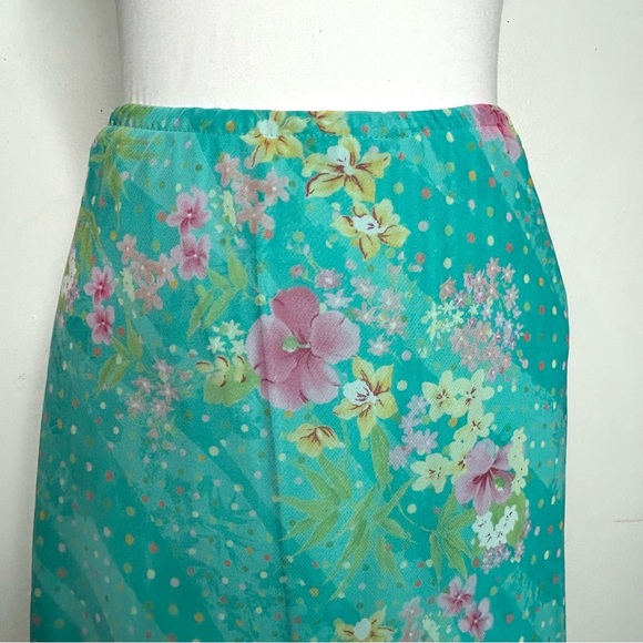 Vintage Fairycore Top Skirt Set 14 Blue Pink Floral Dot Flutter Sleeve K Studio - Picture 5 of 7